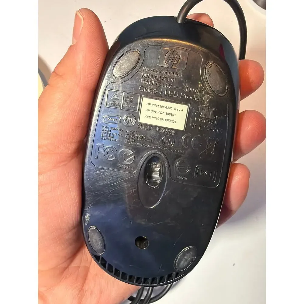 HP USB Mouse PS2 Vintage Black N17rop Optical 5188 6230 Rev A